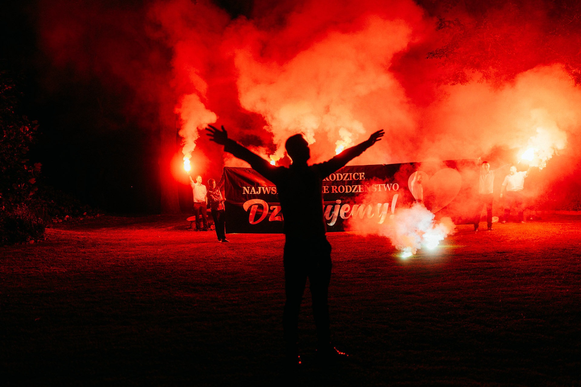 baner podziękowania na wesele pirotechnika ślub