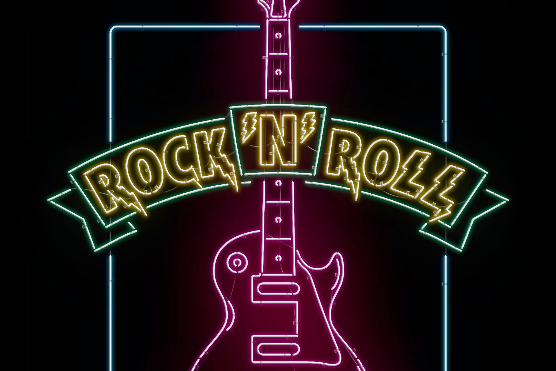 Rock'N'Roll guitar neon sign
