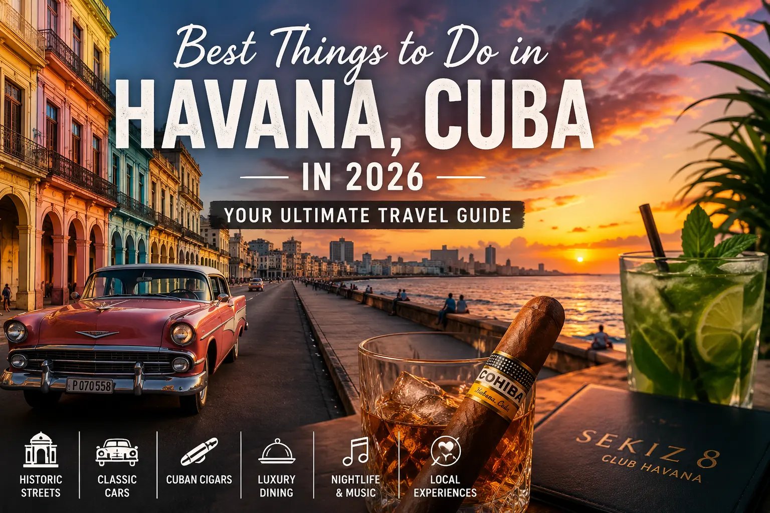 Discover Havana’s most iconic experiences in 2026, from vintage cars and authentic Cuban cigars to l
