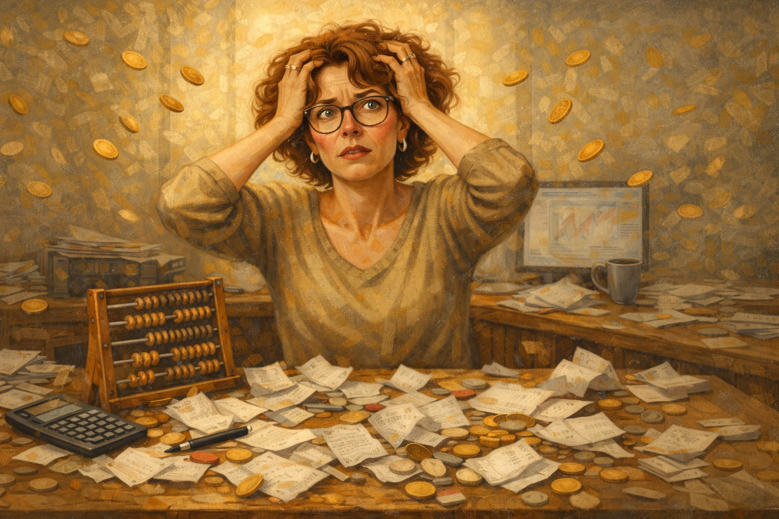 Een vrouw in financiële stress