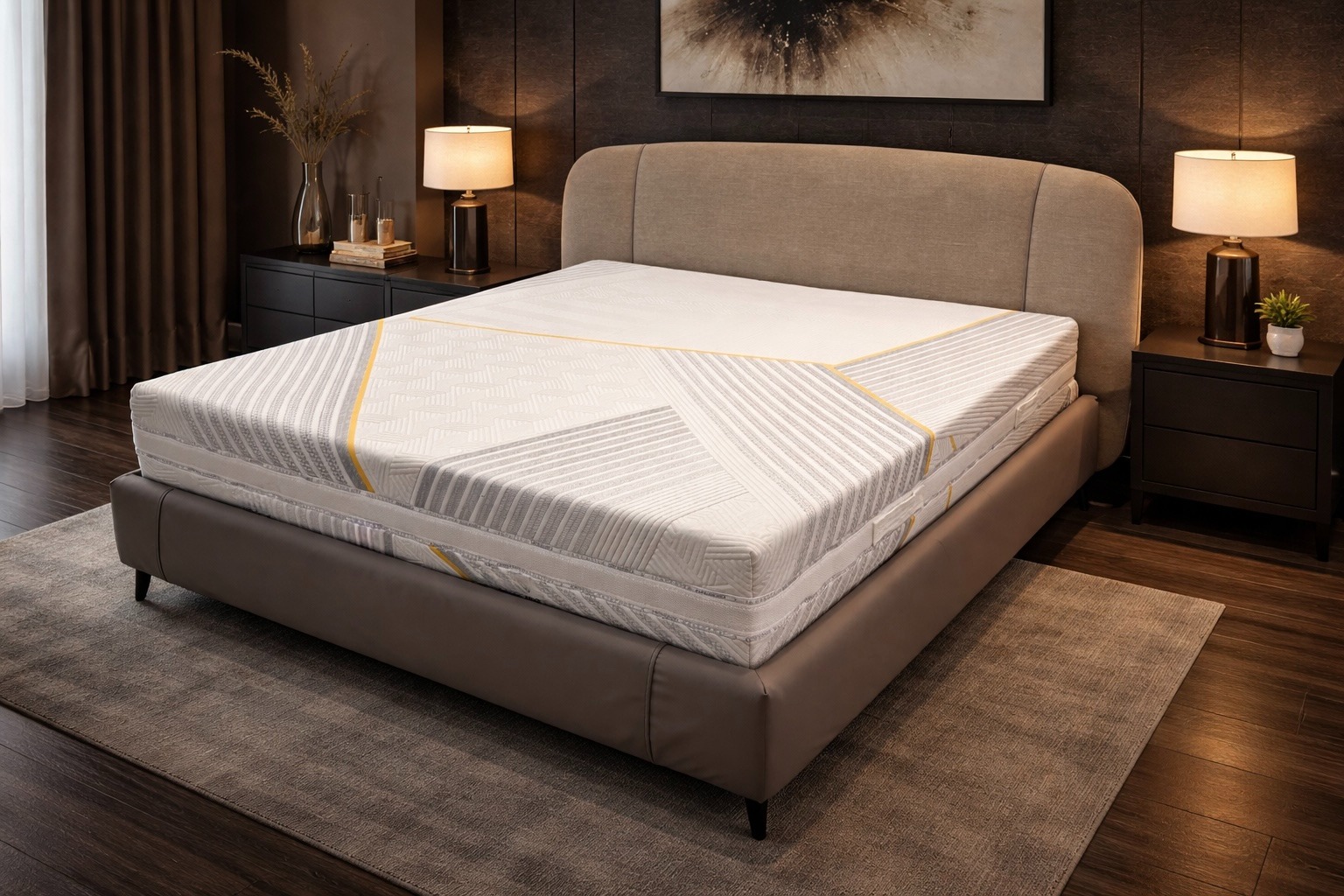 Materasso Supreme Corrado su letto matrimoniale imbottito in camera moderna