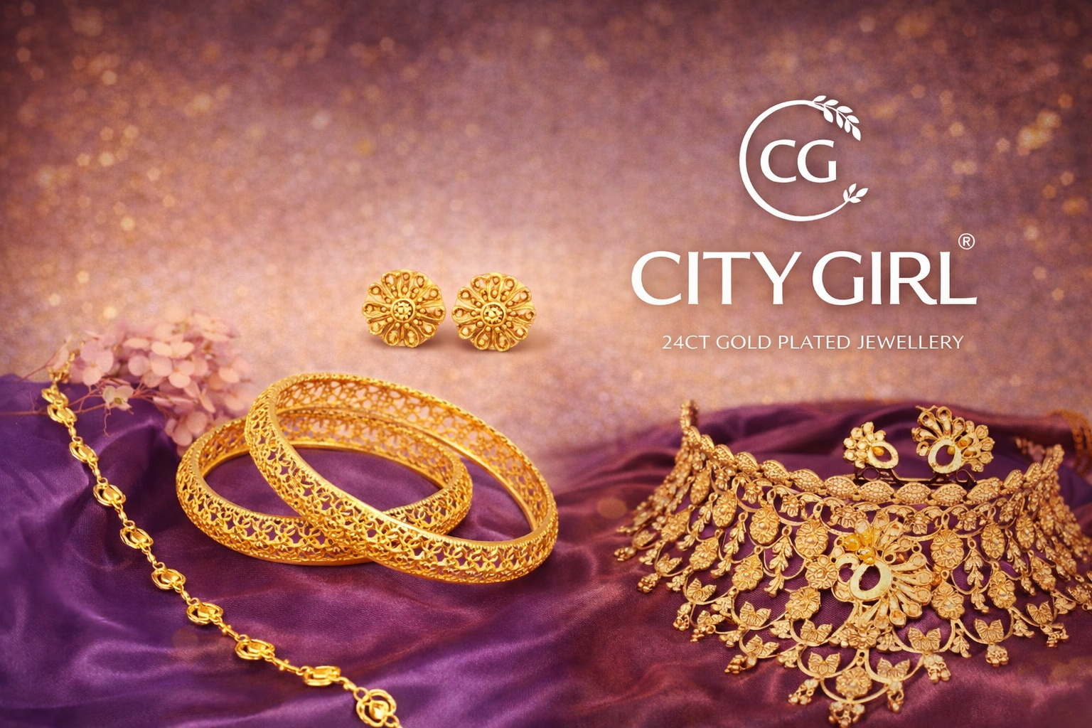 City Girl Jewellery - City Gold Jewellery -18Carat Gold Plated Bridal Wear Party Wear Daily Wear