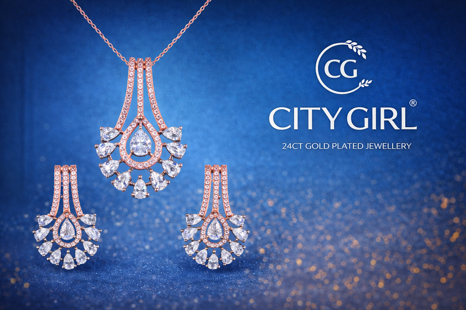 City Girl Jewellery - Best imitation Jwellery - 18 Carat Gold Plated  - AD Collection - Necklace Set