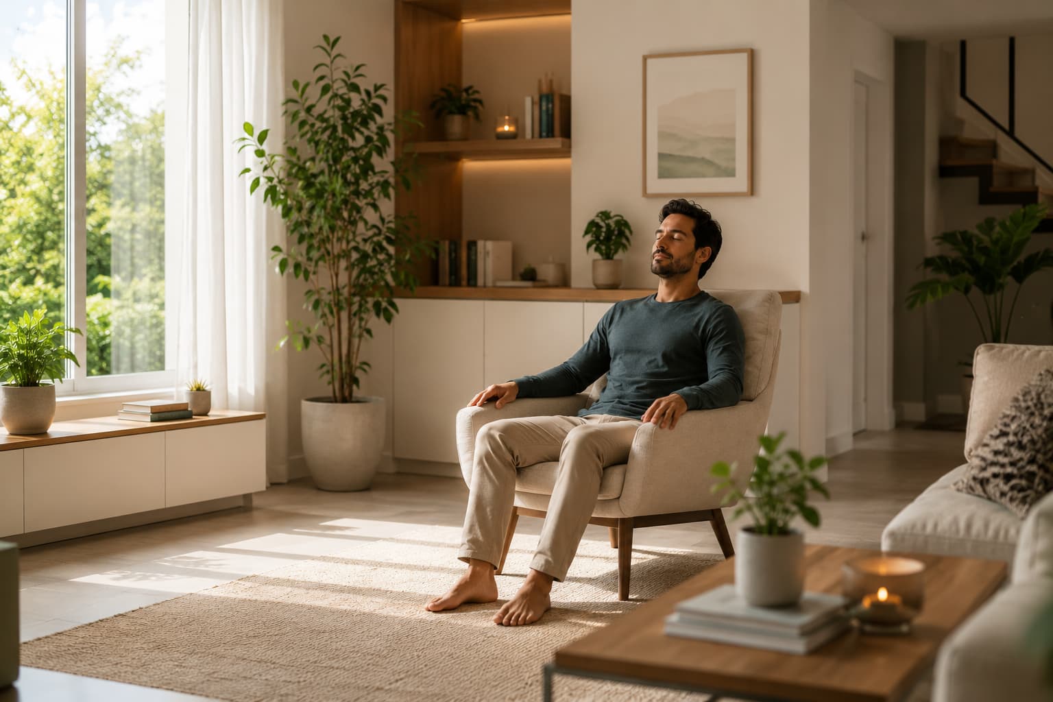 Homem praticando meditação - iniciantes