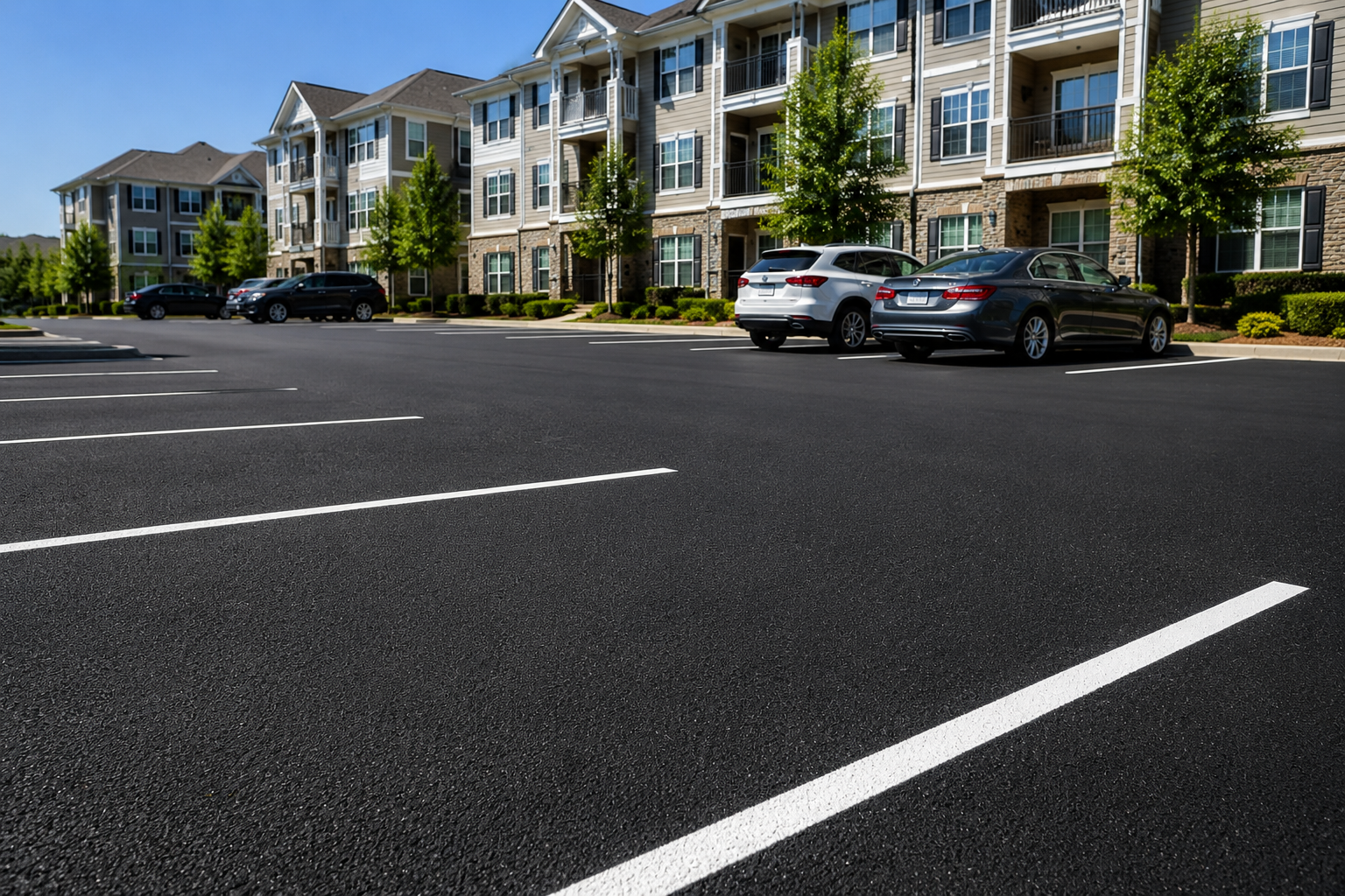 Fresh Apartment Complex Parking Lot Striping - Professional Property Maintenance
