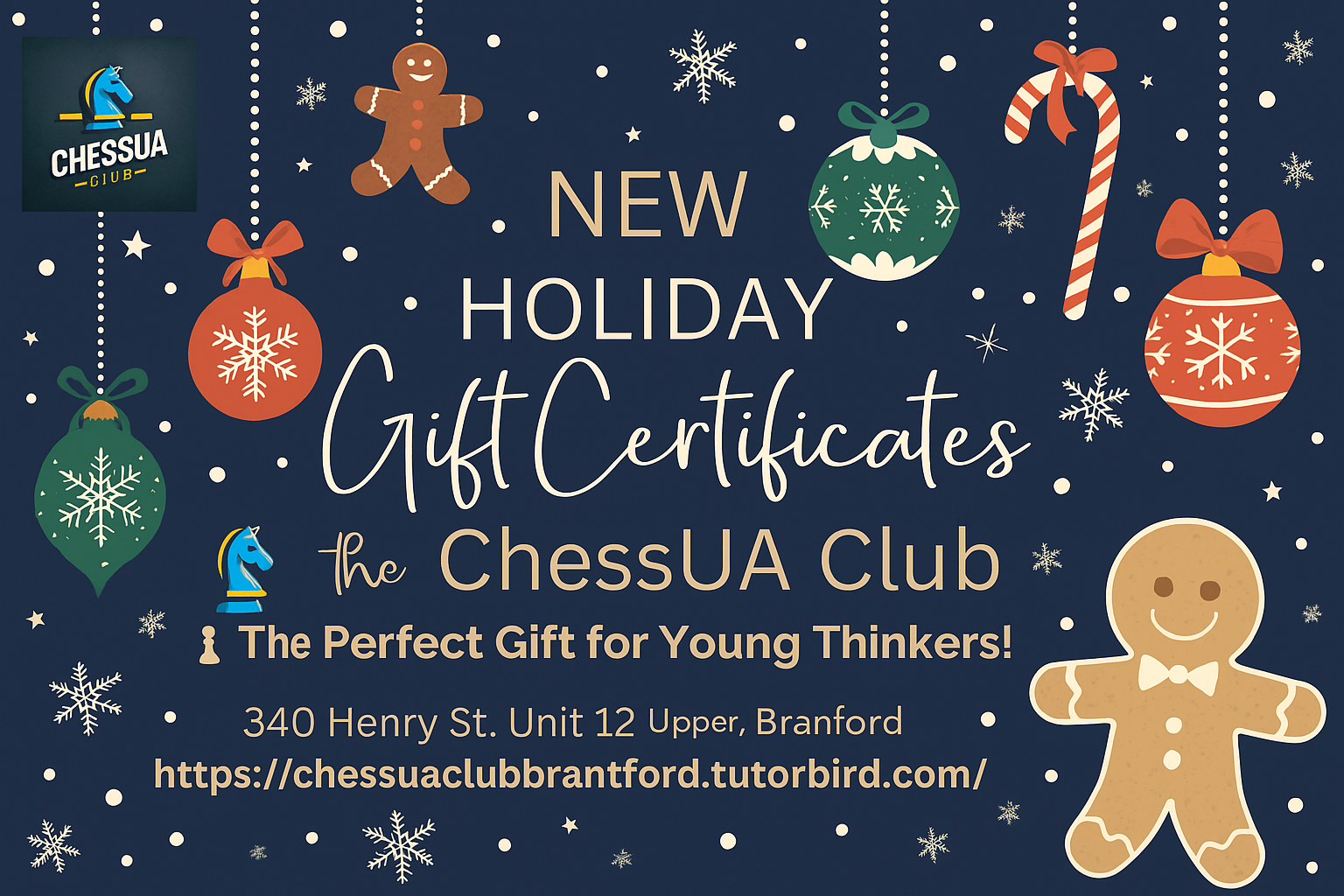 Christmas Gift Cards at ChessUA Club Brantford
