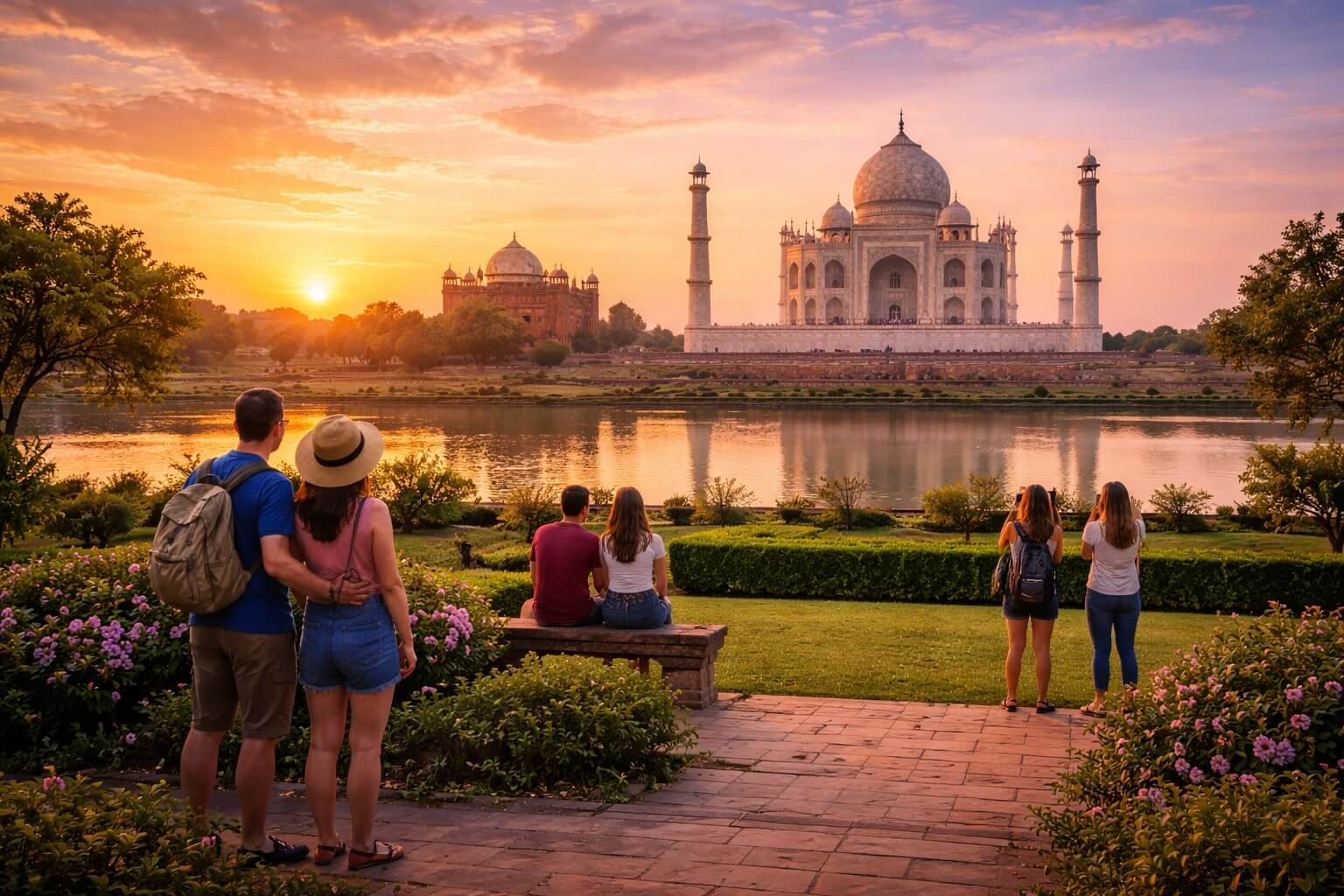 The Taj Mahal view from Mehtab Bagh, Agra