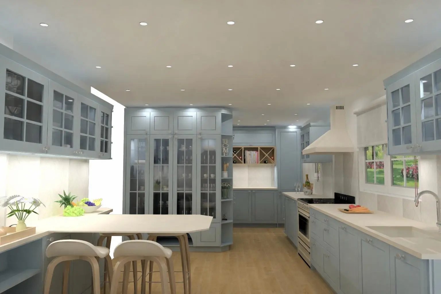 vue 3D cuisine sur mesure cabourg Baïa Home