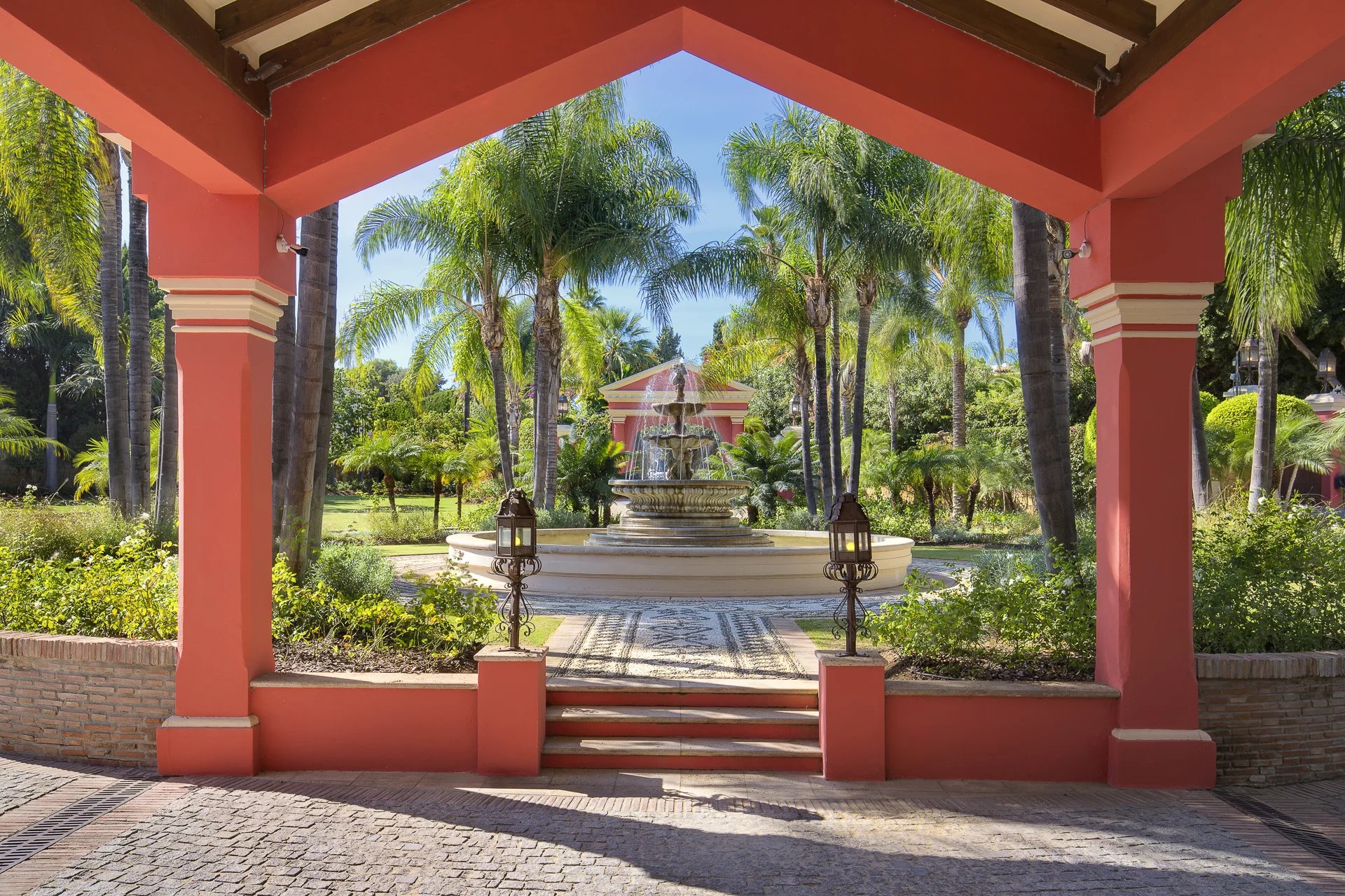 Garden pavilion overlooking the landscaped grounds