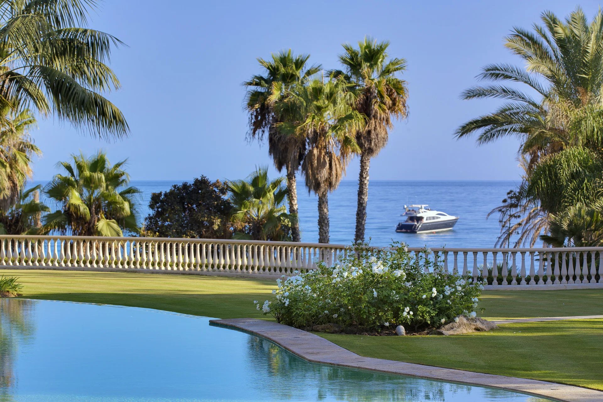 Beachfront gardens with direct views of the Mediterranean Sea