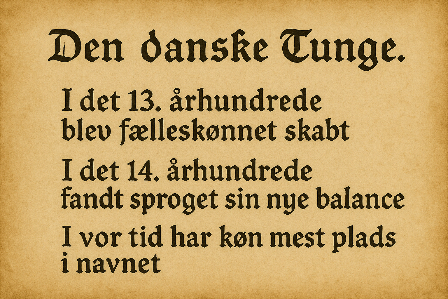 An old Danish manuscript showing the historical timeline of the language