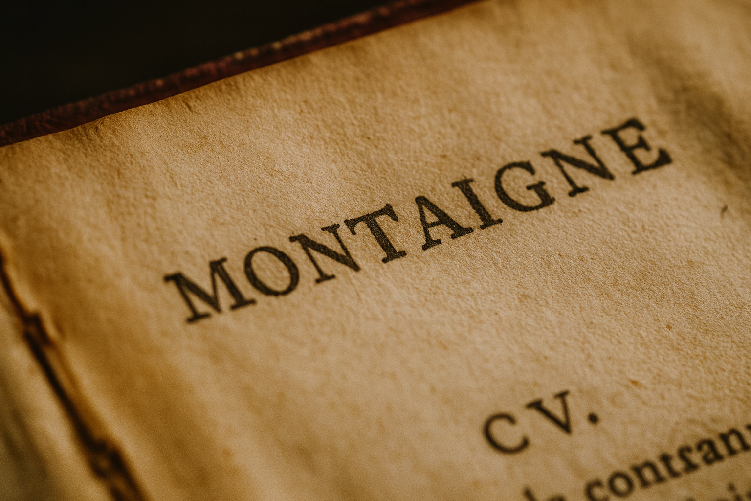a page from a very old book with Montaigne’s name