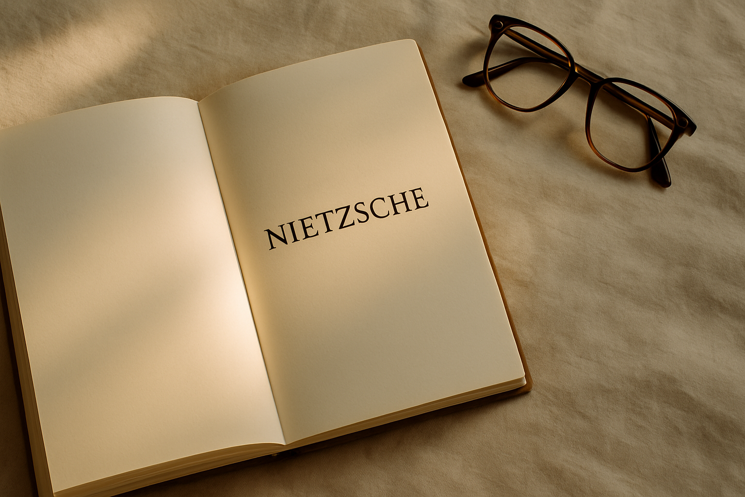 an open book with Nietzsche’s name on the page