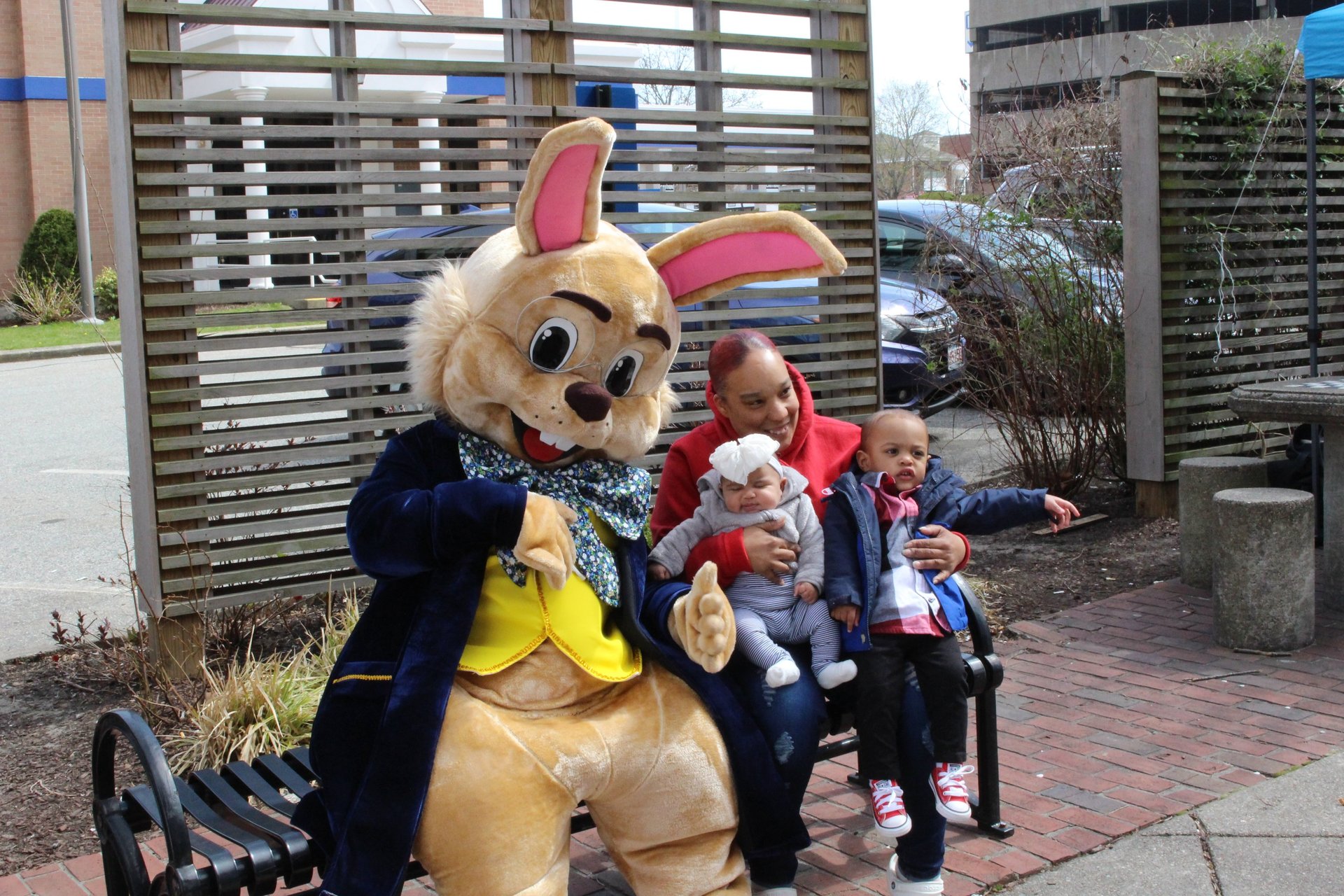 Easter Bunny and a family take a picture