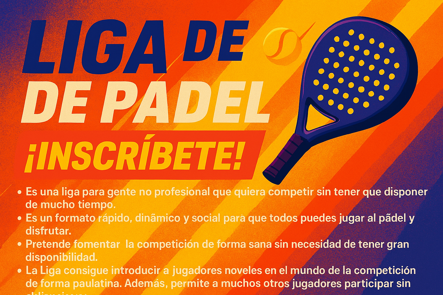 poster de liga no profesional de padel