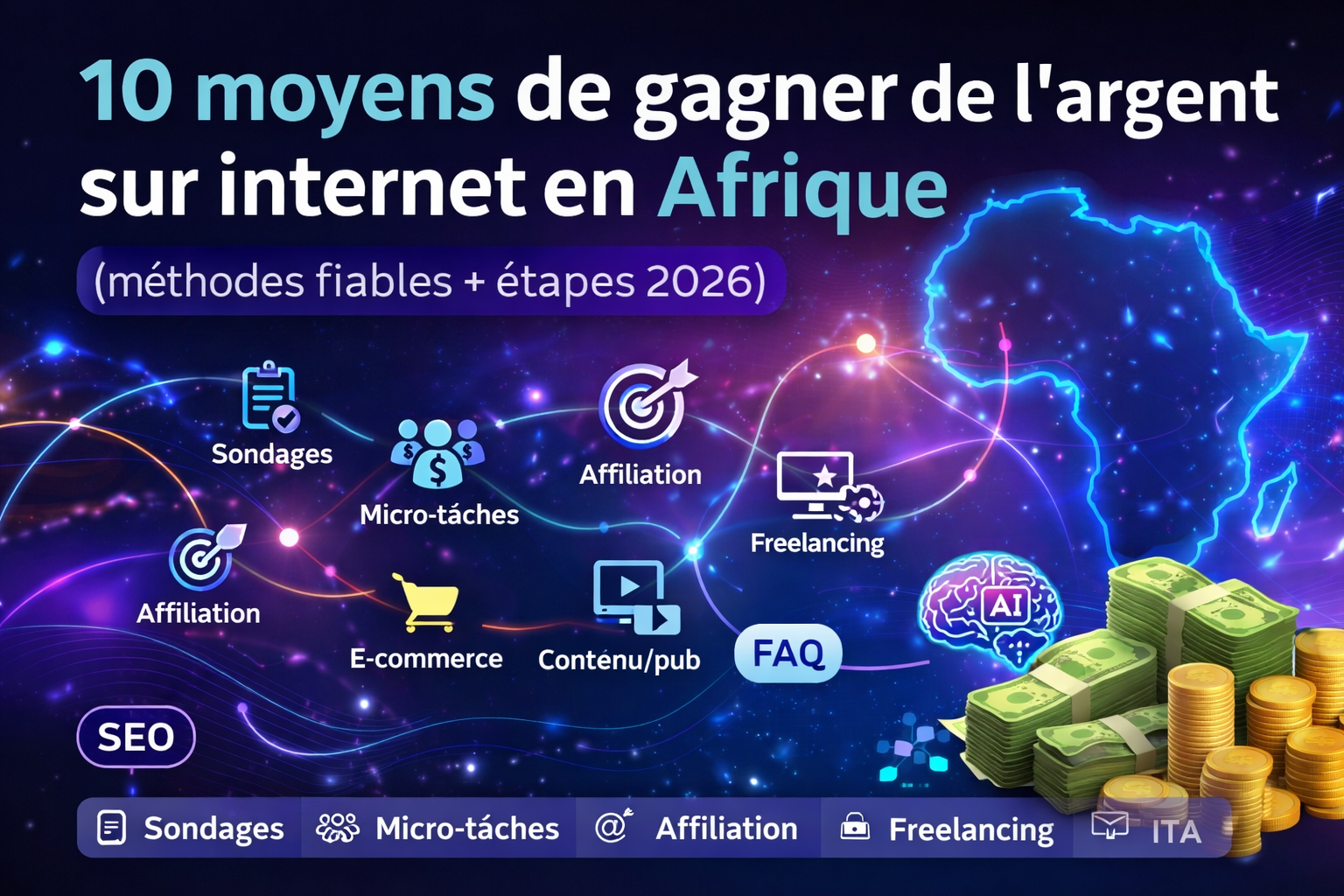10 moyens de gagner de l’argent sur internet en Afrique : guide 2026 (sondages, affiliation, freelan