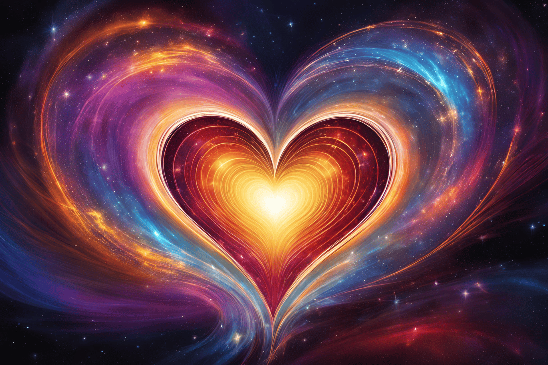 Radiant light emanating from a glowing heart, symbolizing the energy of unconditional love 