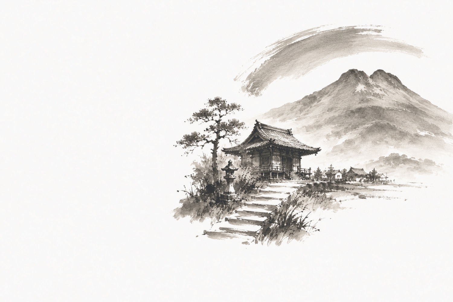 Traditional Japanese temple with the Yufu Twin Peaks, reflecting the heritage and craftsmanship that inspire Kizunaway.