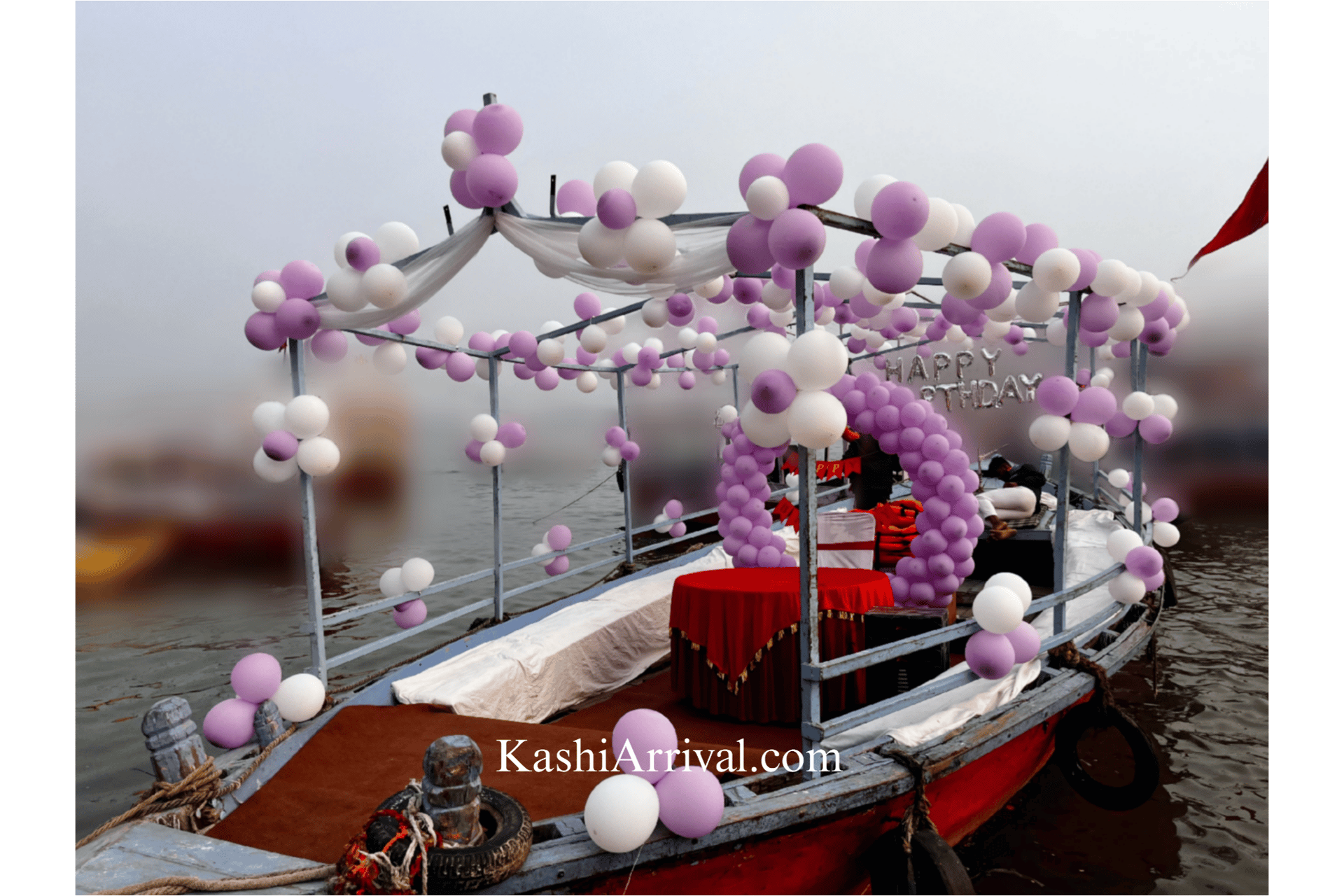 Standard Decorated Canopy (Light) Motor Boat for Elegant Celebration in Varanasi