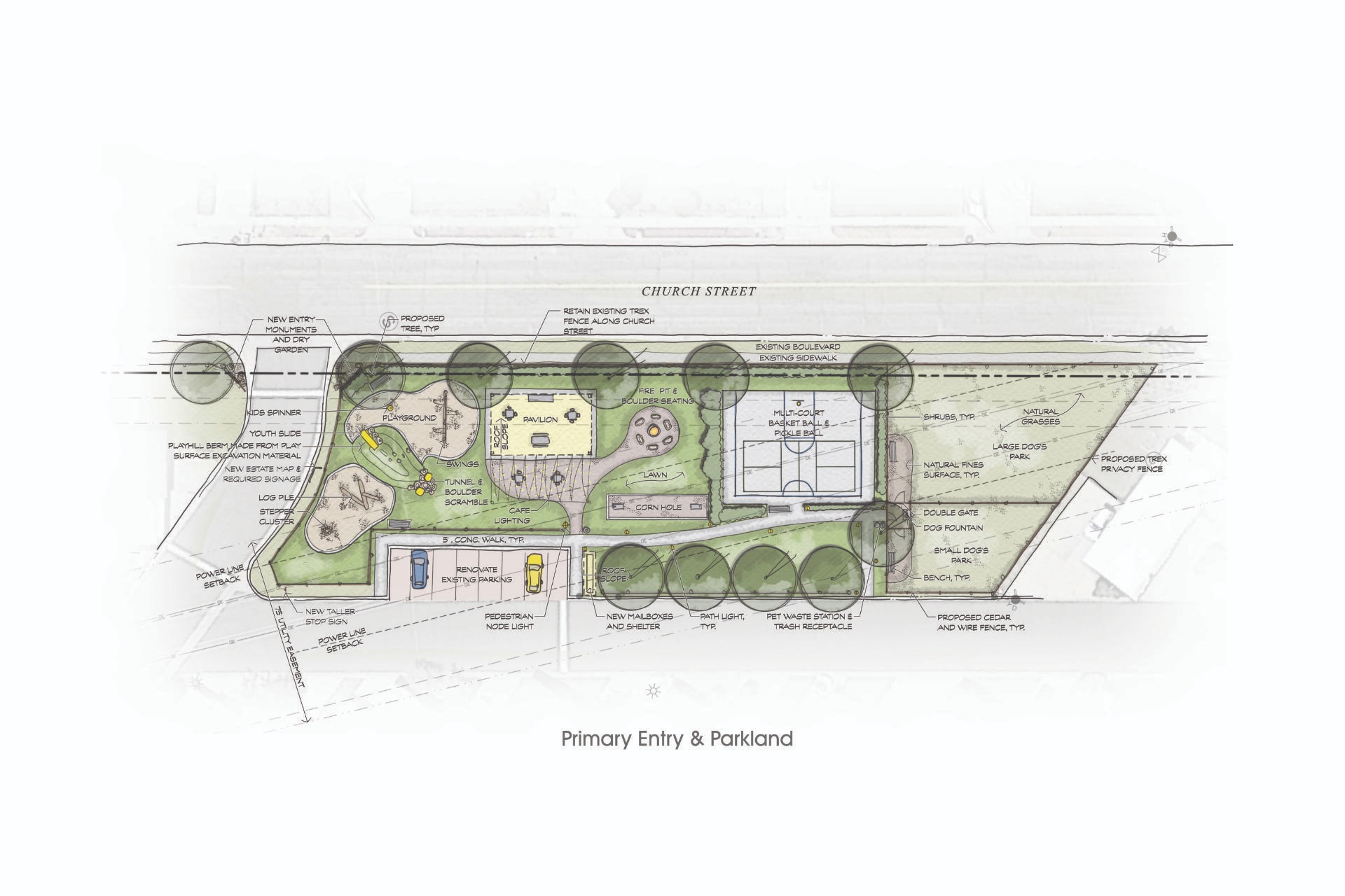 a drawing of a plan for a park