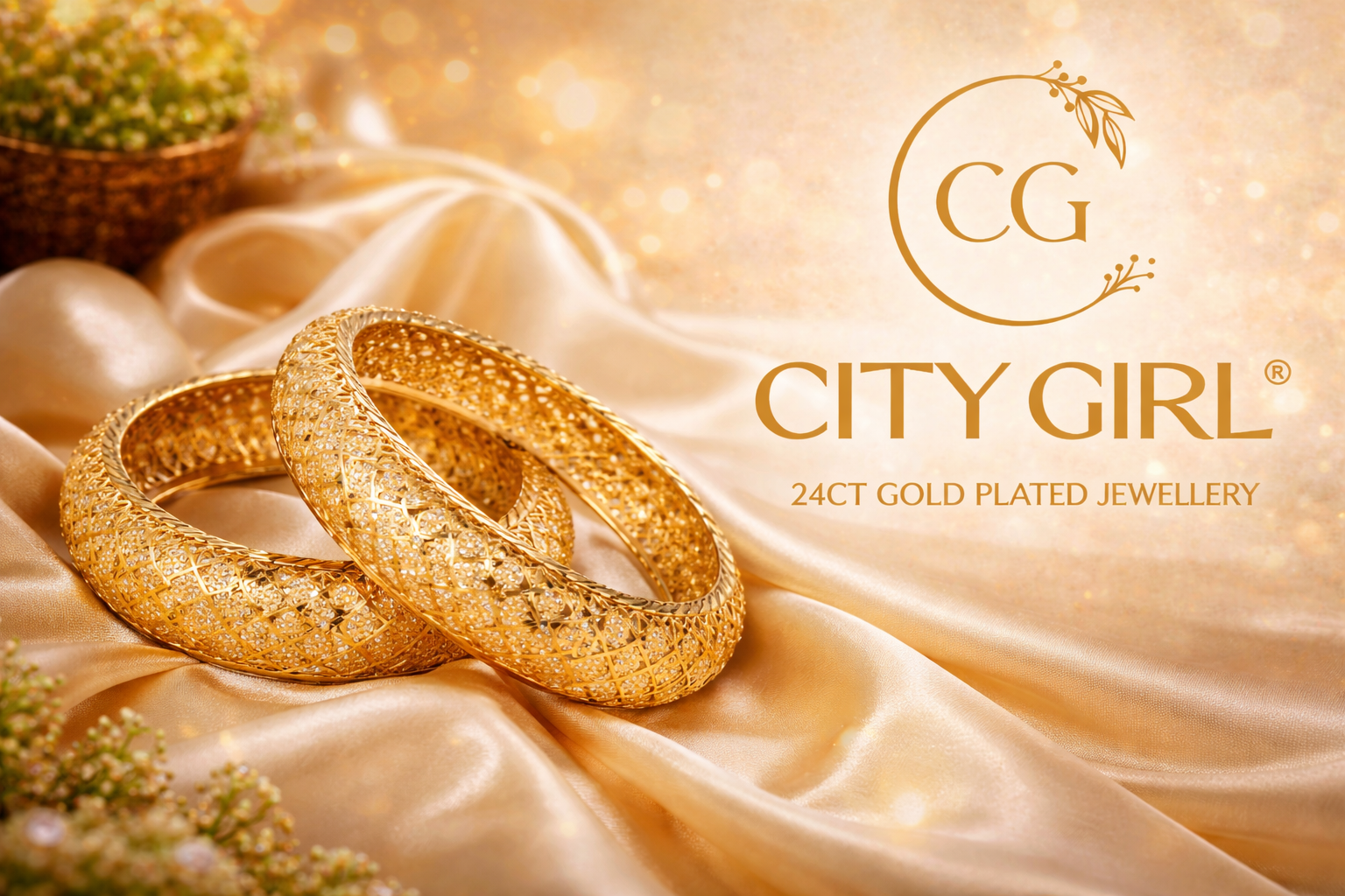 City Girl Jewellery - citygoldbangles - 18 Carat Gold Plated  - Bridal Wear - Bangles Set
