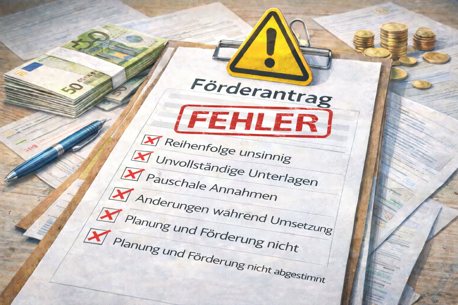 Förderantrag mit typischen Fehlern bei der Antragstellung