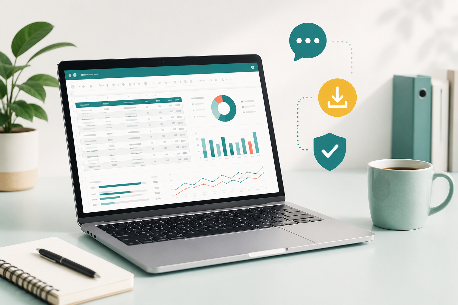 Spreadsheet dashboard on a laptop for template support and compatibility questions