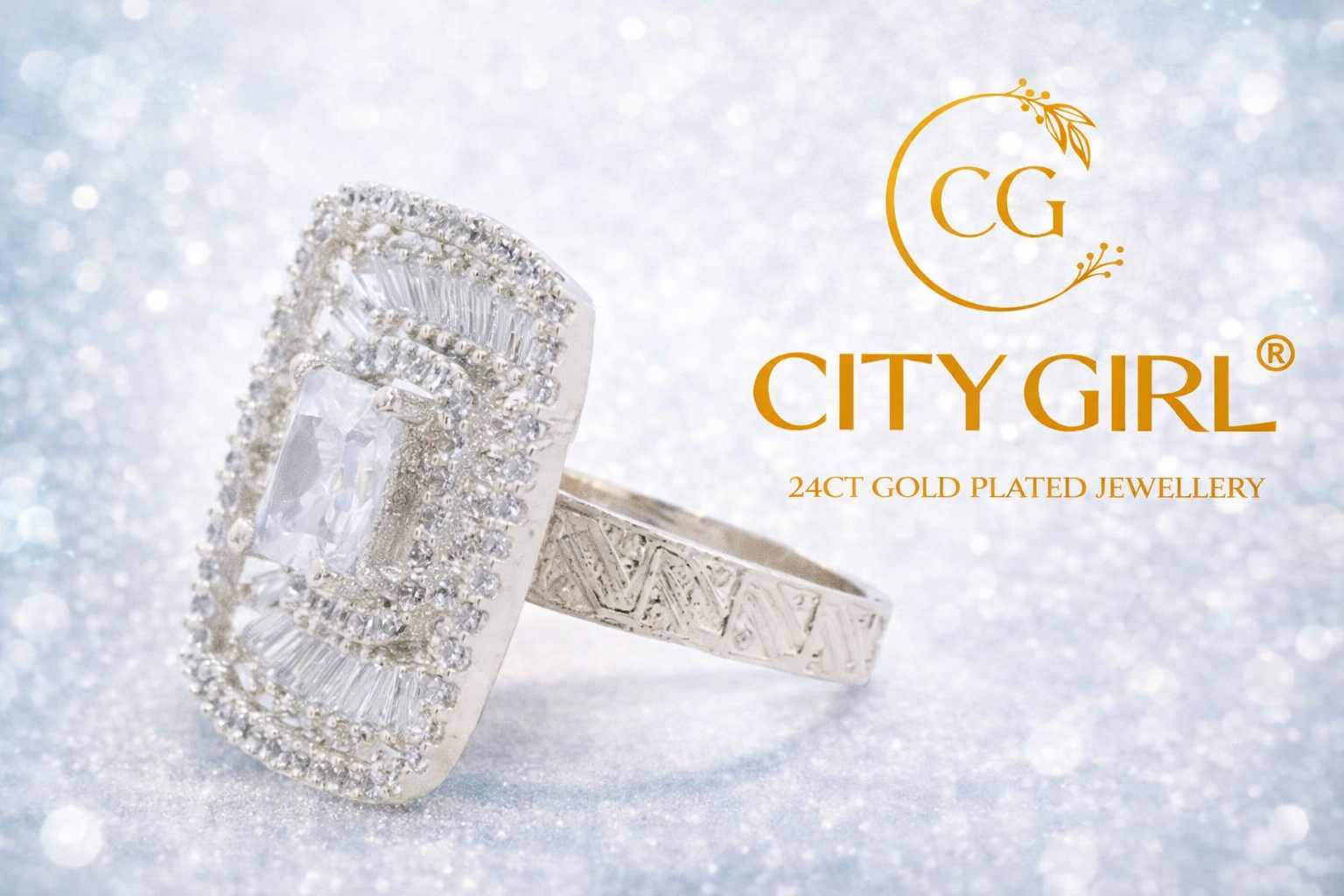 City Girl Jewellery - Best imitation Jwellery - 18 Carat Gold Plated -AD Daily Wear - Ring