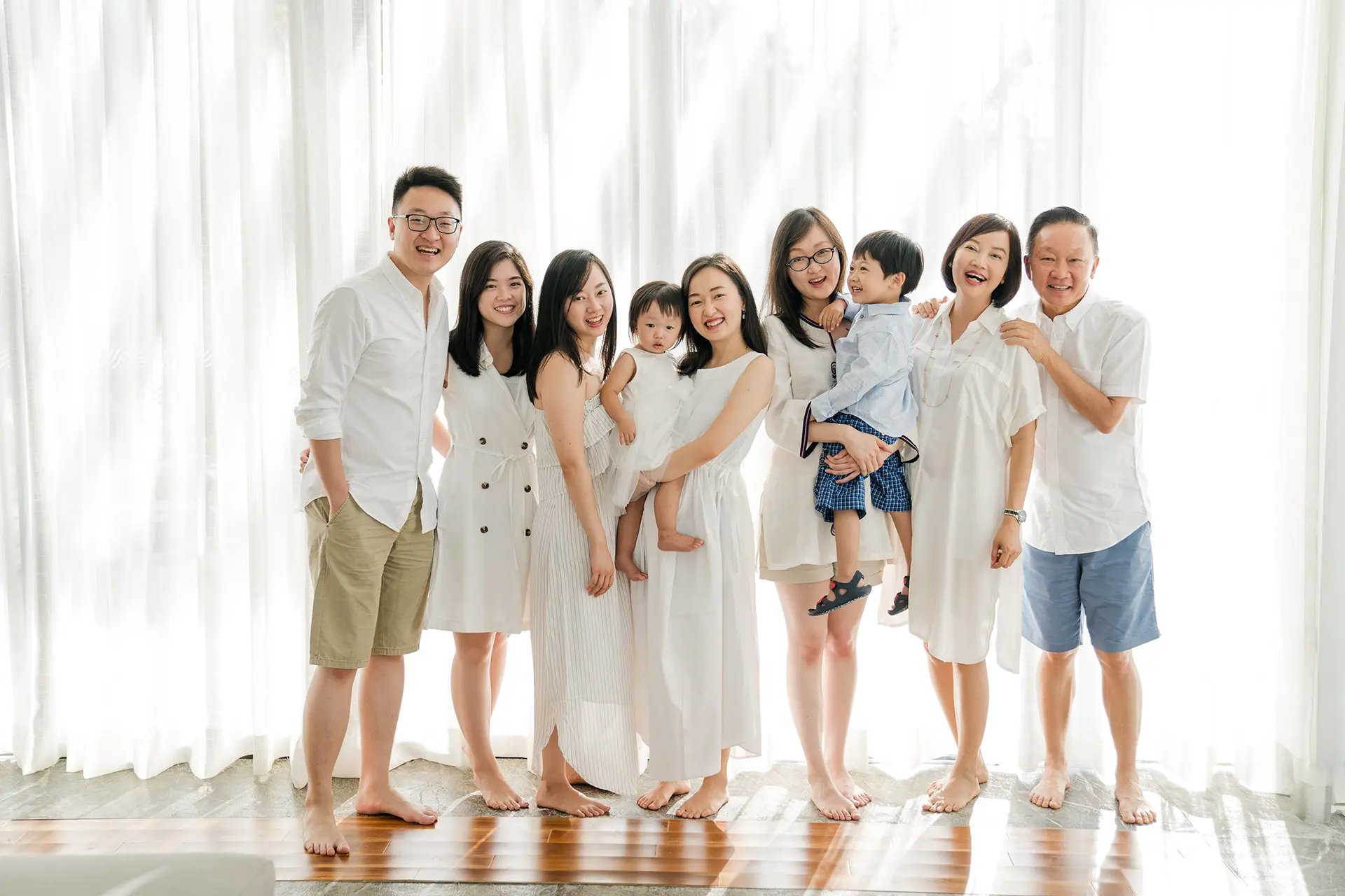 Stefy family portrait with soft window light at Renaissance Uluwatu Bali