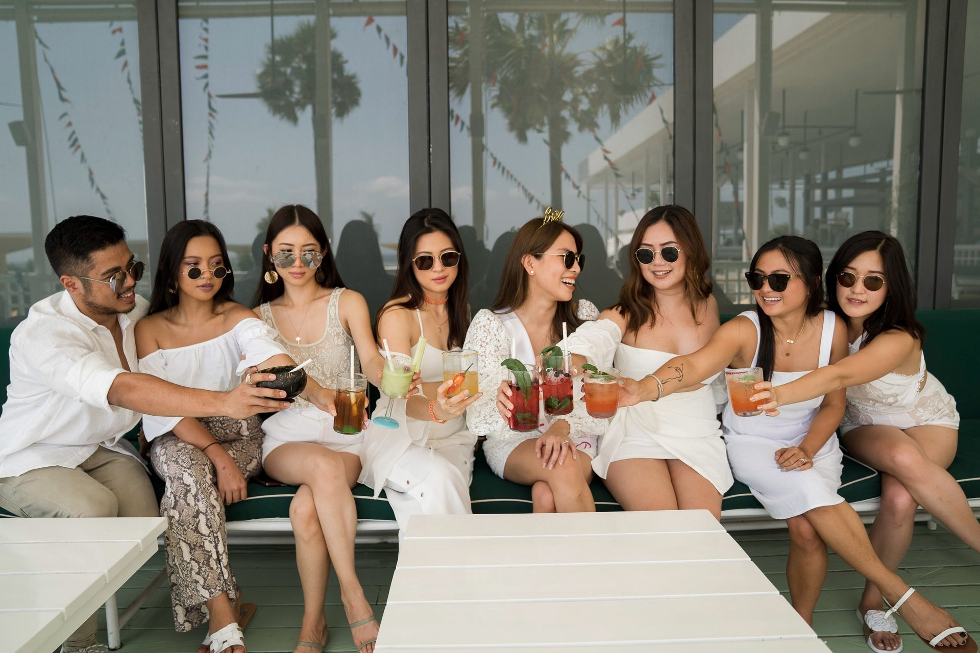 Bride tribe celebrating bachelorette party at Batu Belig Beach Seminyak Bali