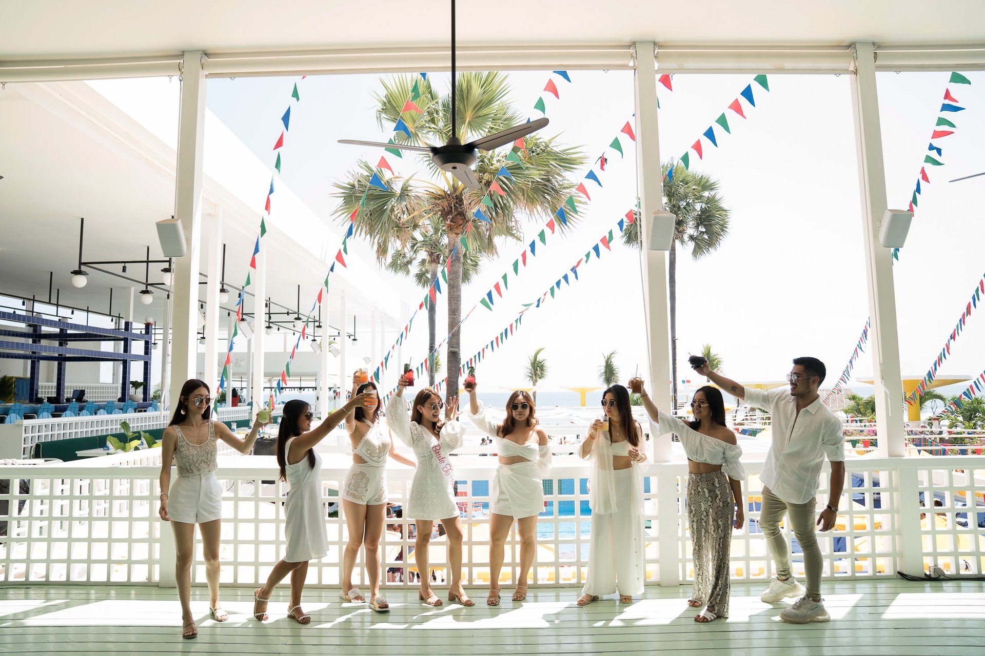 Bachelorette celebration group moment at Batu Belig Beach Seminyak Bali