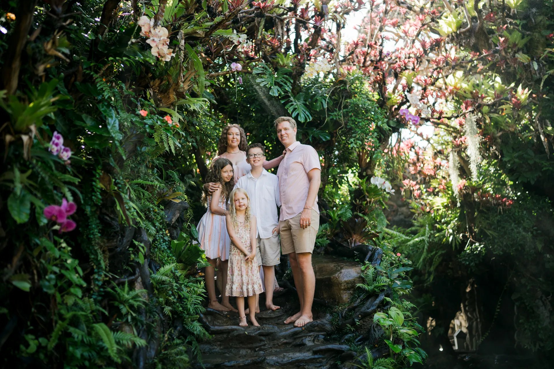 Tropical family photography session at Umbul Sari Water Garden in Ubud Bali