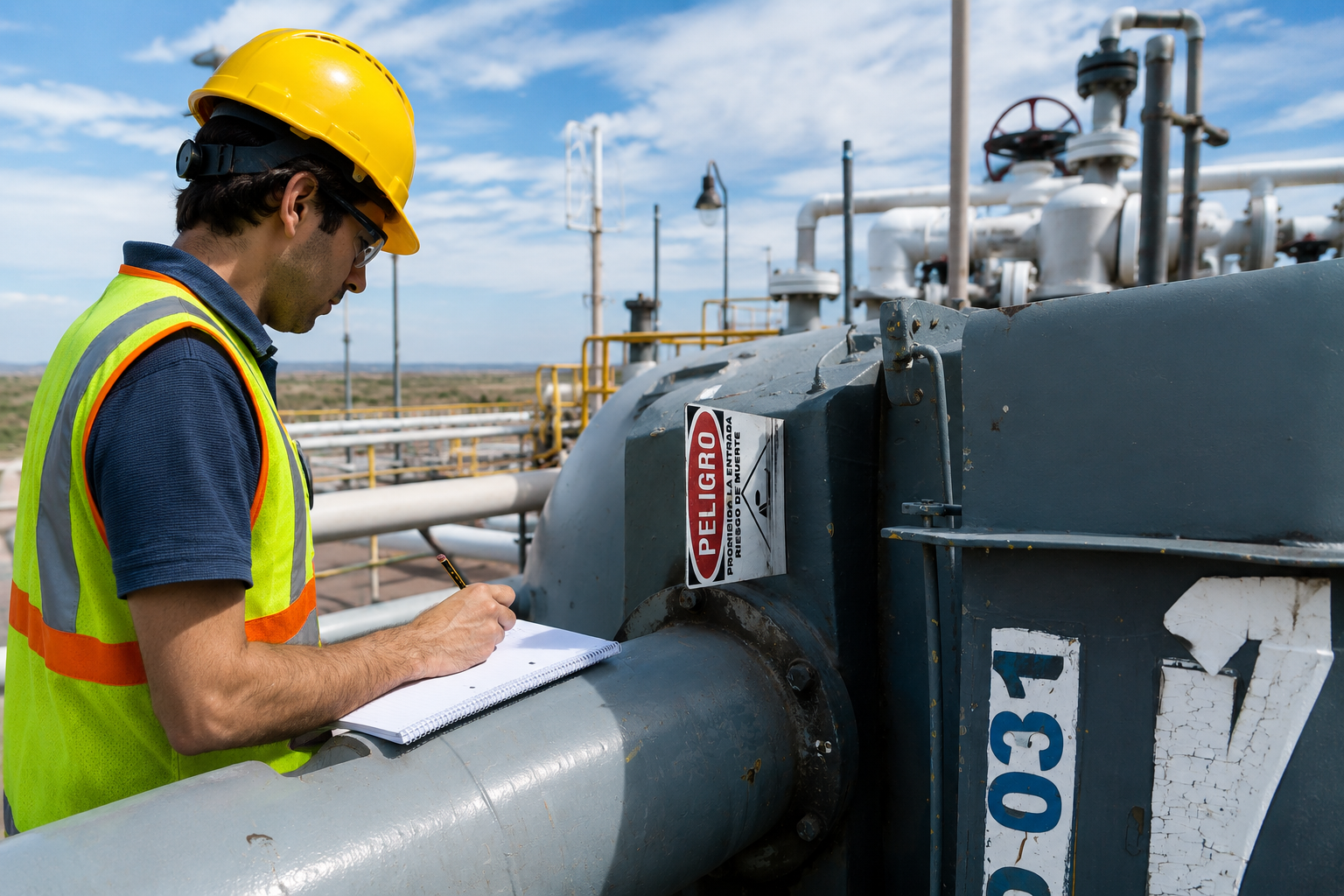 Engineer inspecting industrial equipment during an engineering investigation
