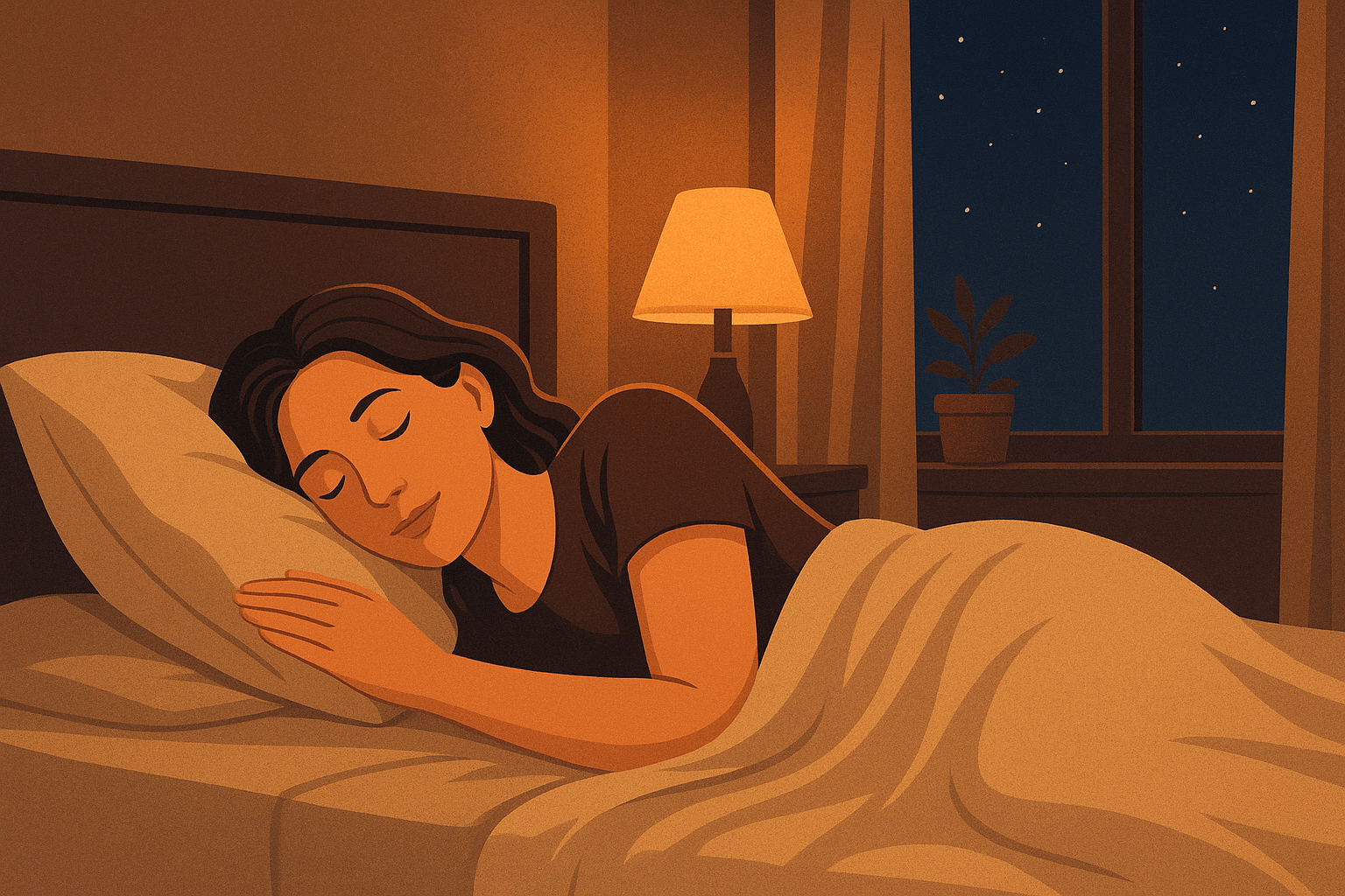 Uma mulher está dormindo em uma cama com um travesseiro.