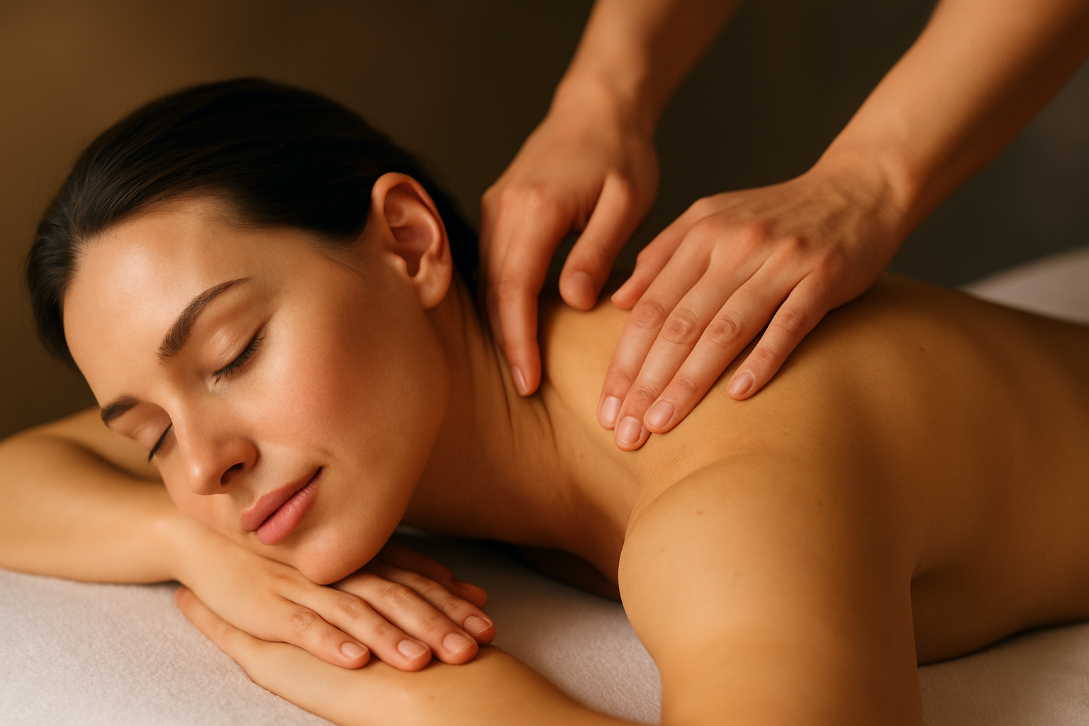 uma mulher recebendo uma massagem em um spa