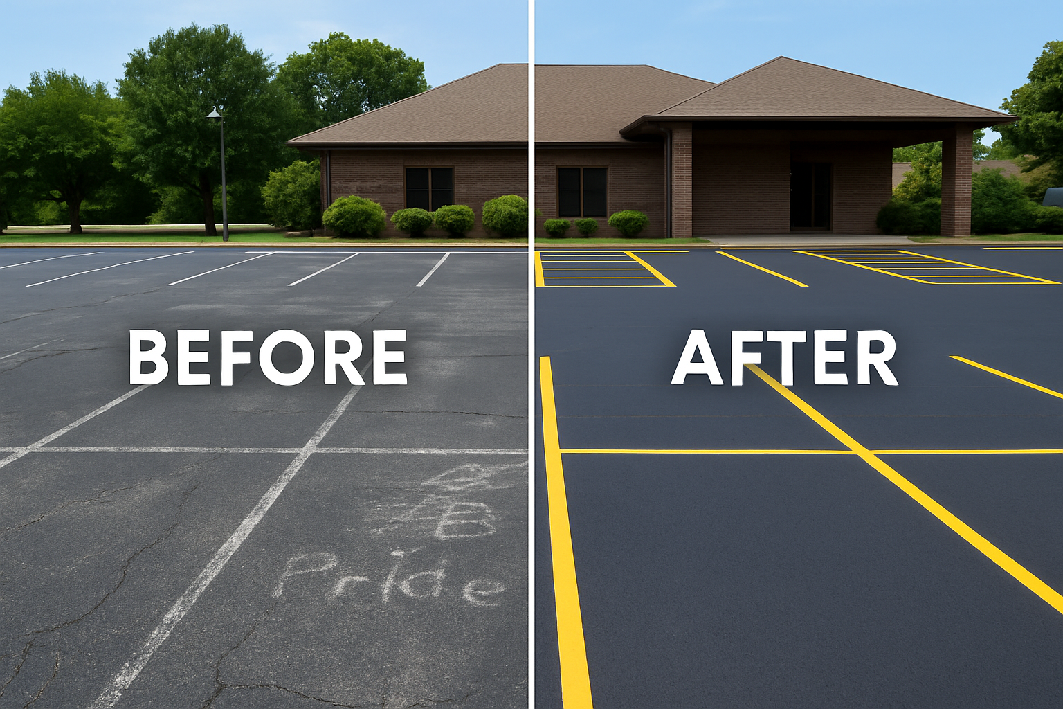 parking lot before and after striping jackson mississippi