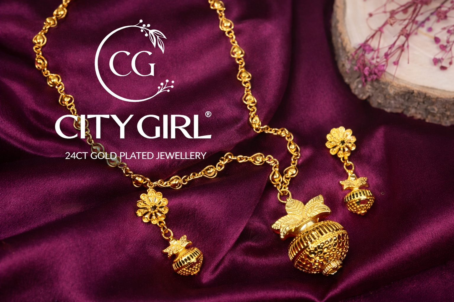 City Girl Jewellery minimalist gold-plated necklace earrings set traditional everyday wear jewellery