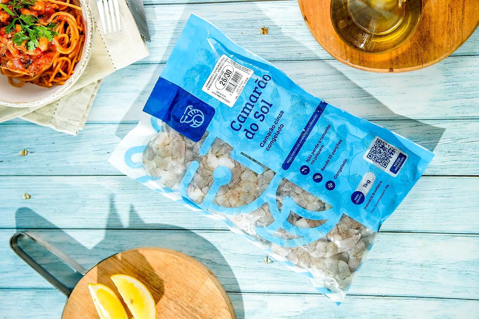 Camarão potiguar embalado para venda e distribuição no Brasil