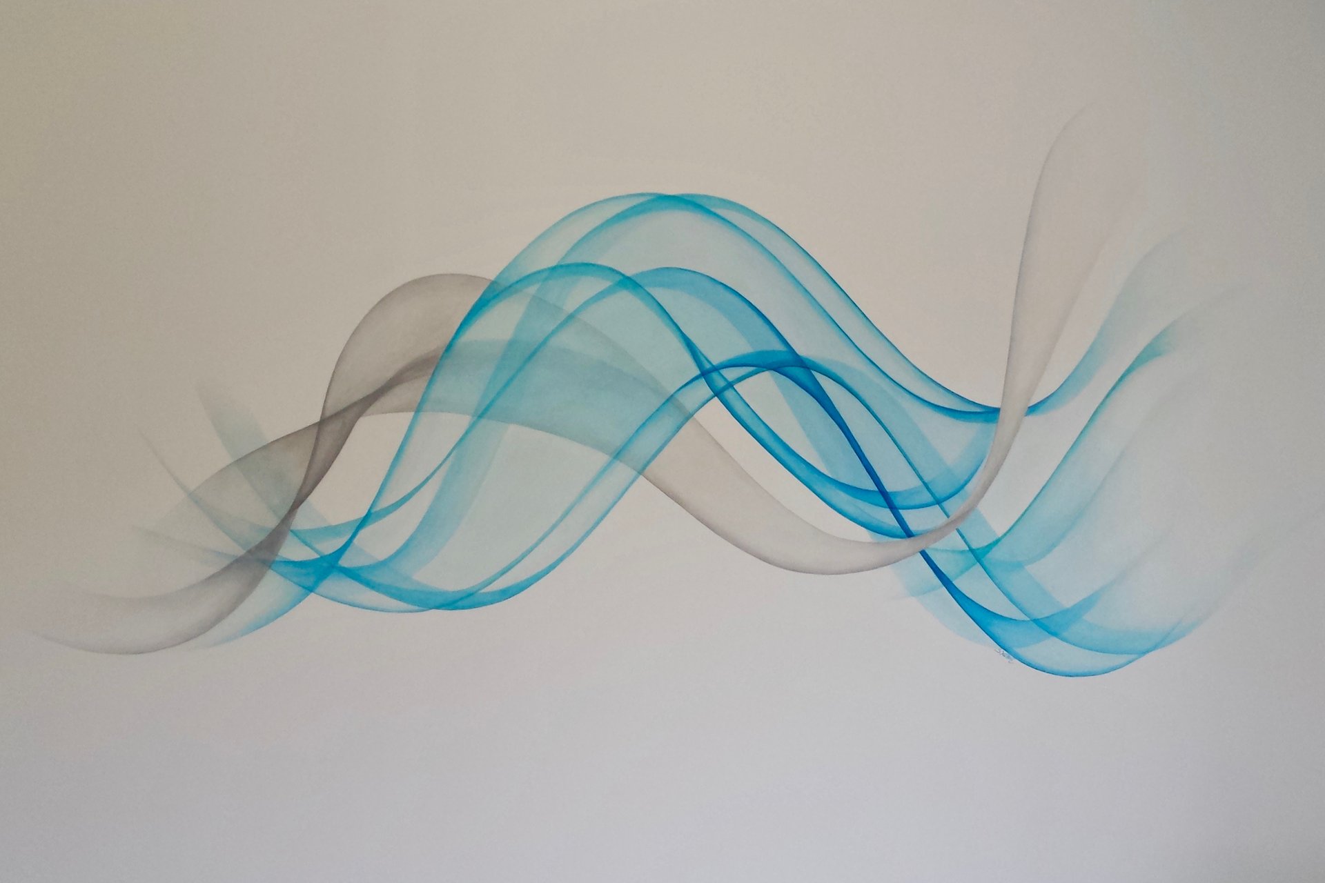Un décor moderne pour animer un mur intérieur. Volutes colorées dansantes et jeux de transparence.