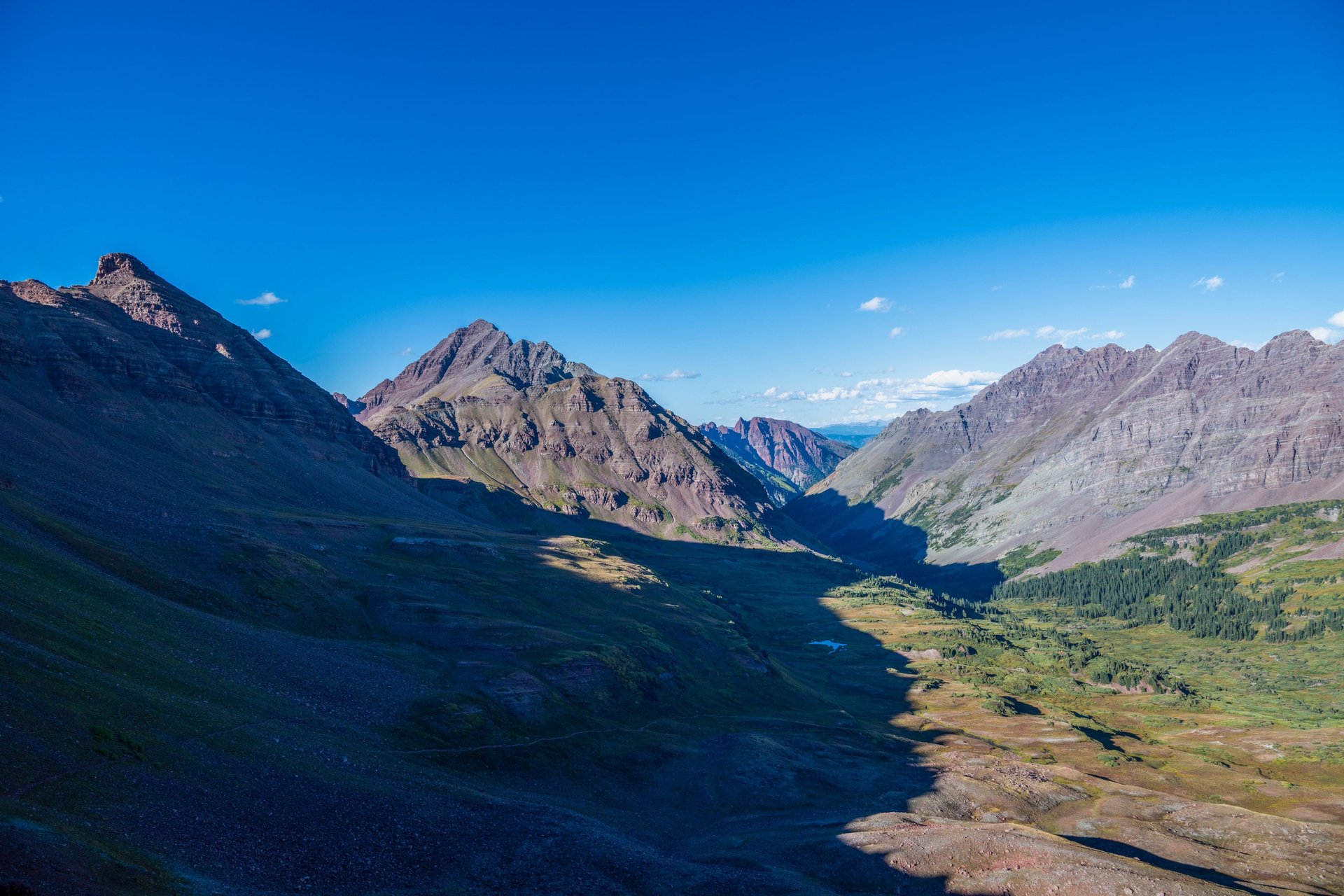 Spectacular Maroon Peak, Bellview Mountain and the Elk Mountains from West Maroon Pass at sunset