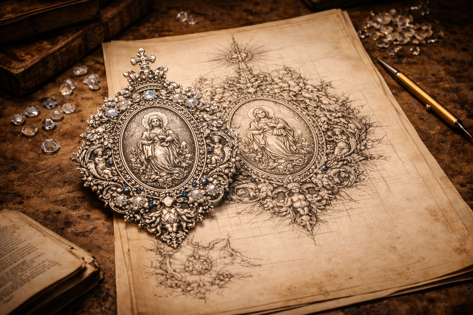 diseño de medalla artesanal en plata