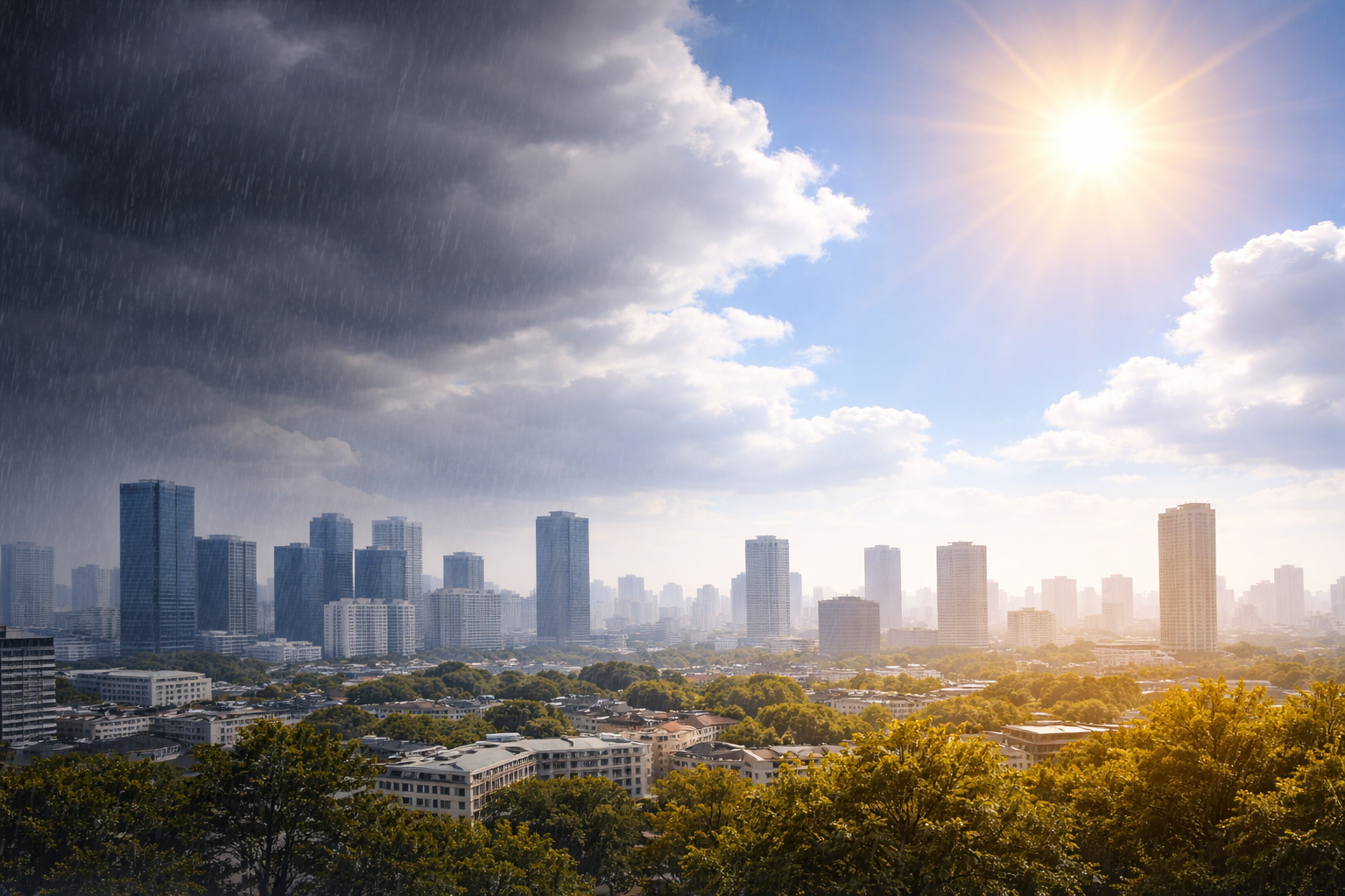 Cuaca panas dan hujan