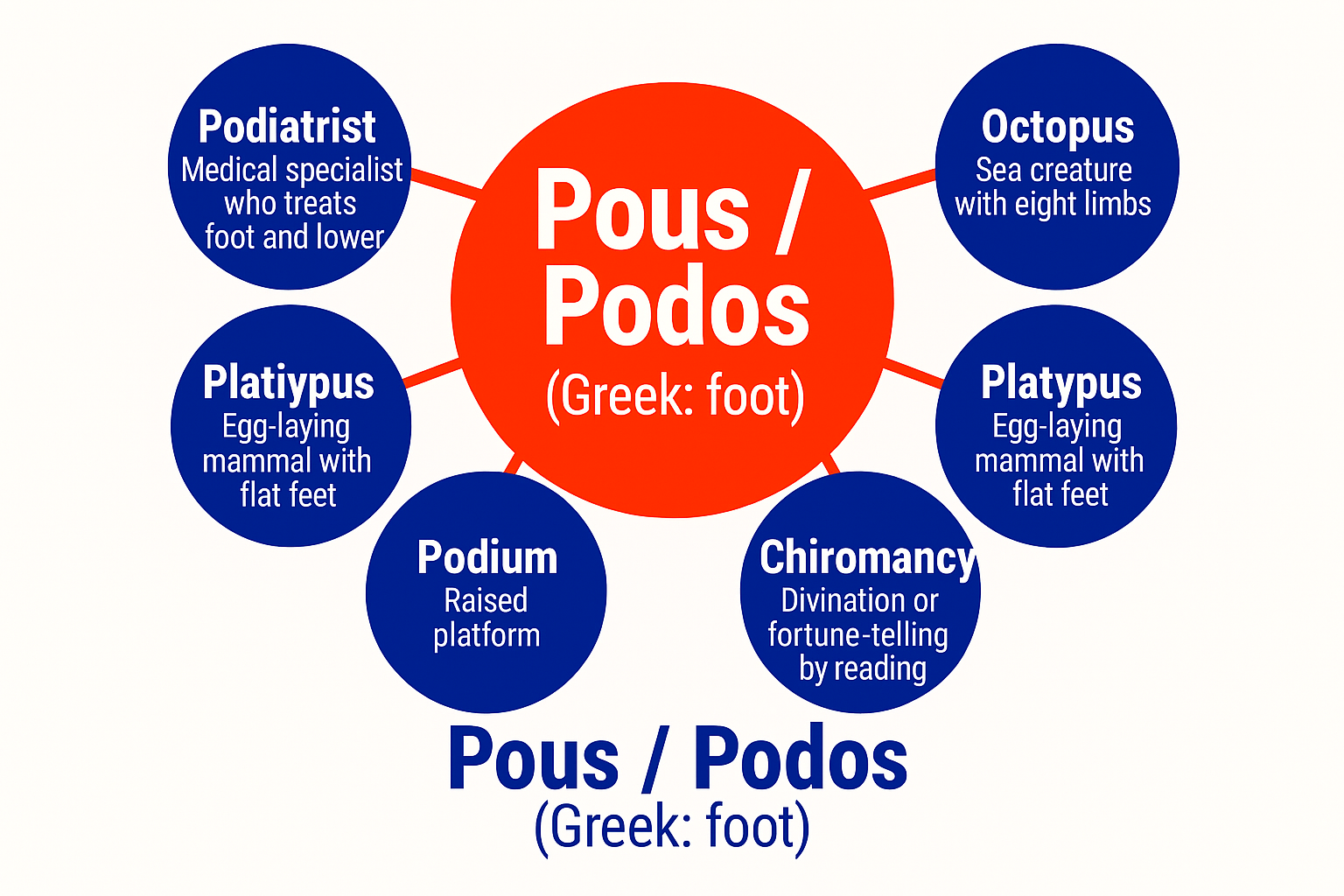 Root Word Chart Pous Podos, Vocabulary for SSC UPSC