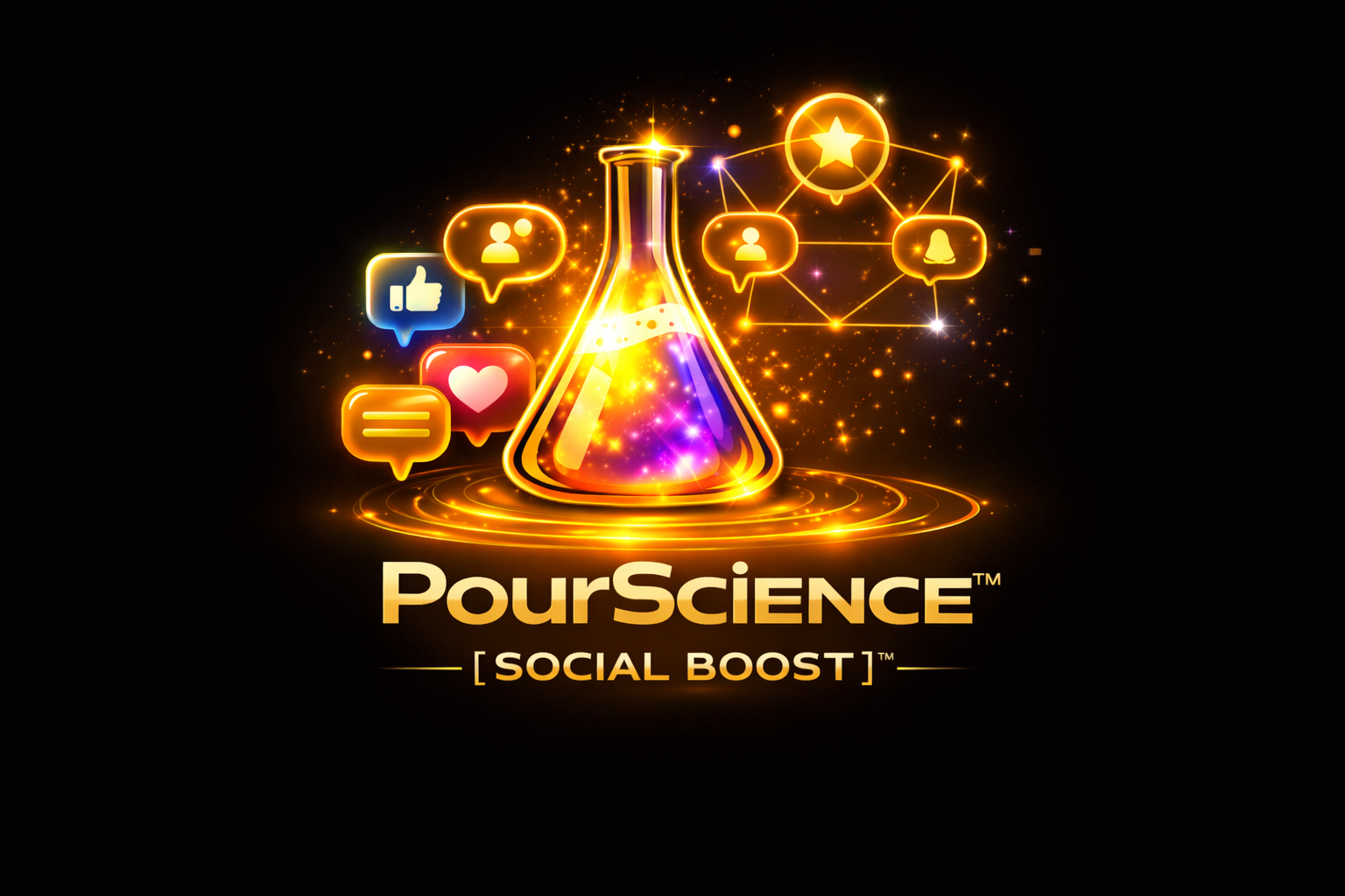 Pour Science Social Boost tool showing how engagement signals increase brand visibility