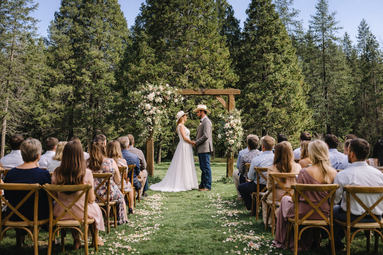 WEdding ceremony at Creekside Meadow at Kowana Valley
