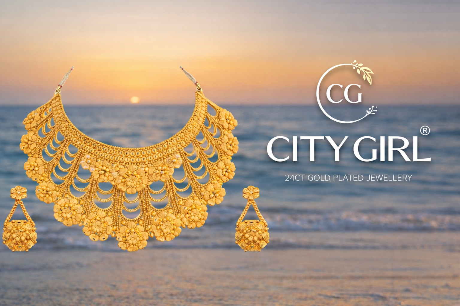 City Girl Jewellery 18Carat Gold Plated Bridal Set