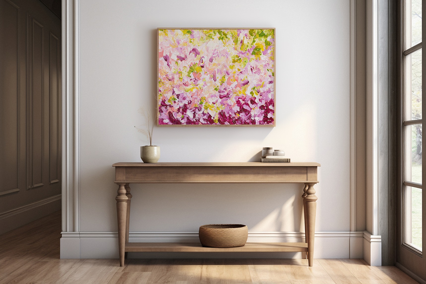 a painting of a flower fairy abstract scene