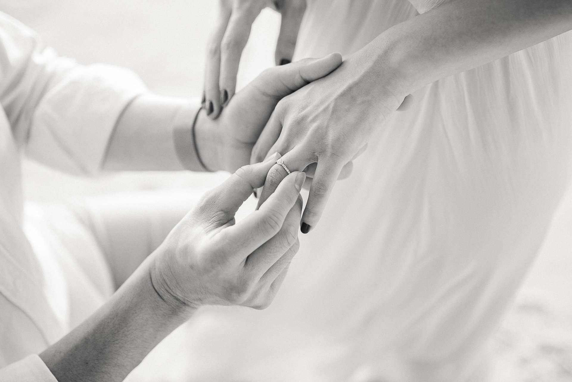 Black and white close up of a proposal ring during a couple photography session at Anantara Uluwatu Bali Resort.