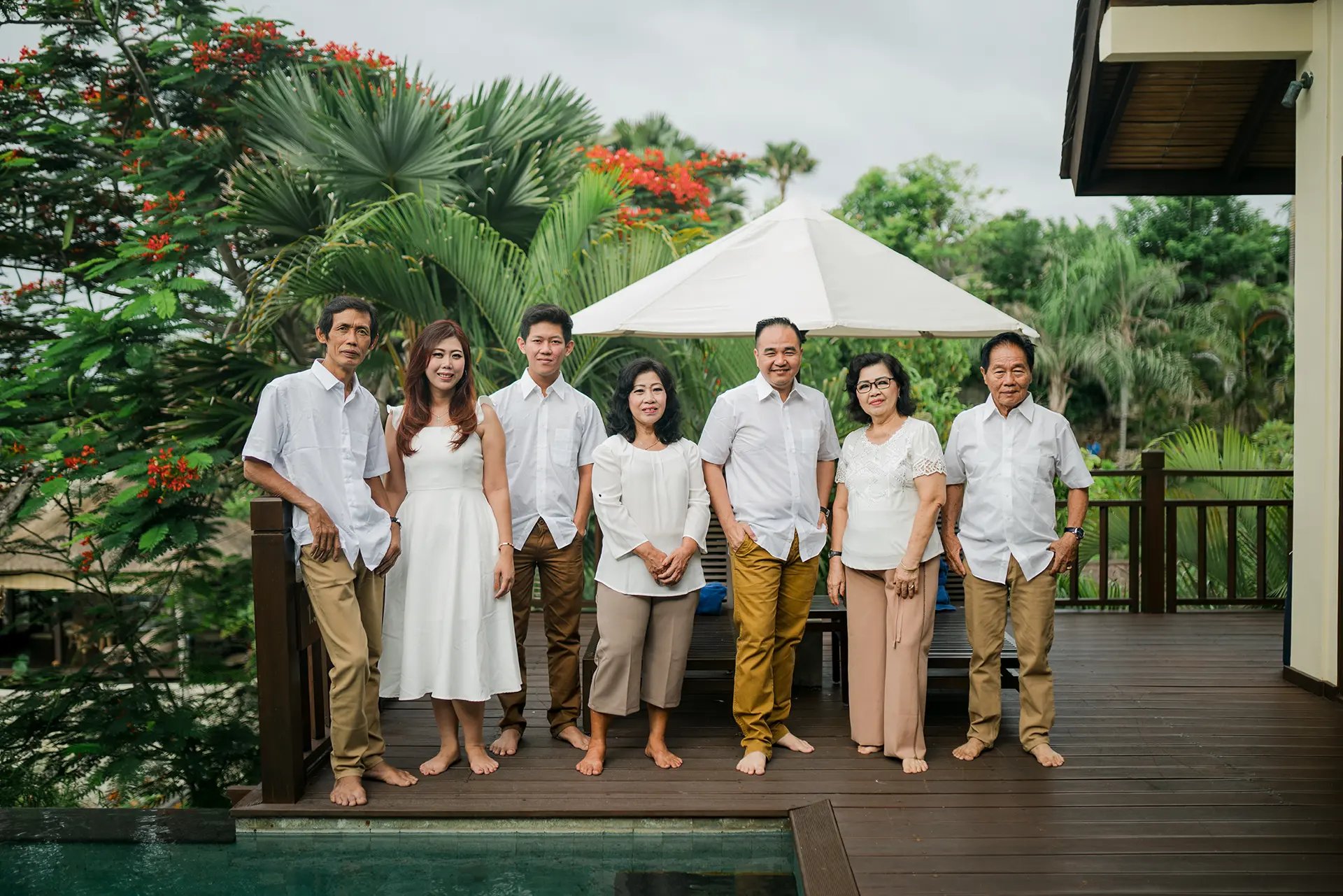 Extended family portrait at Karma Kandara villa in Uluwatu Bali  