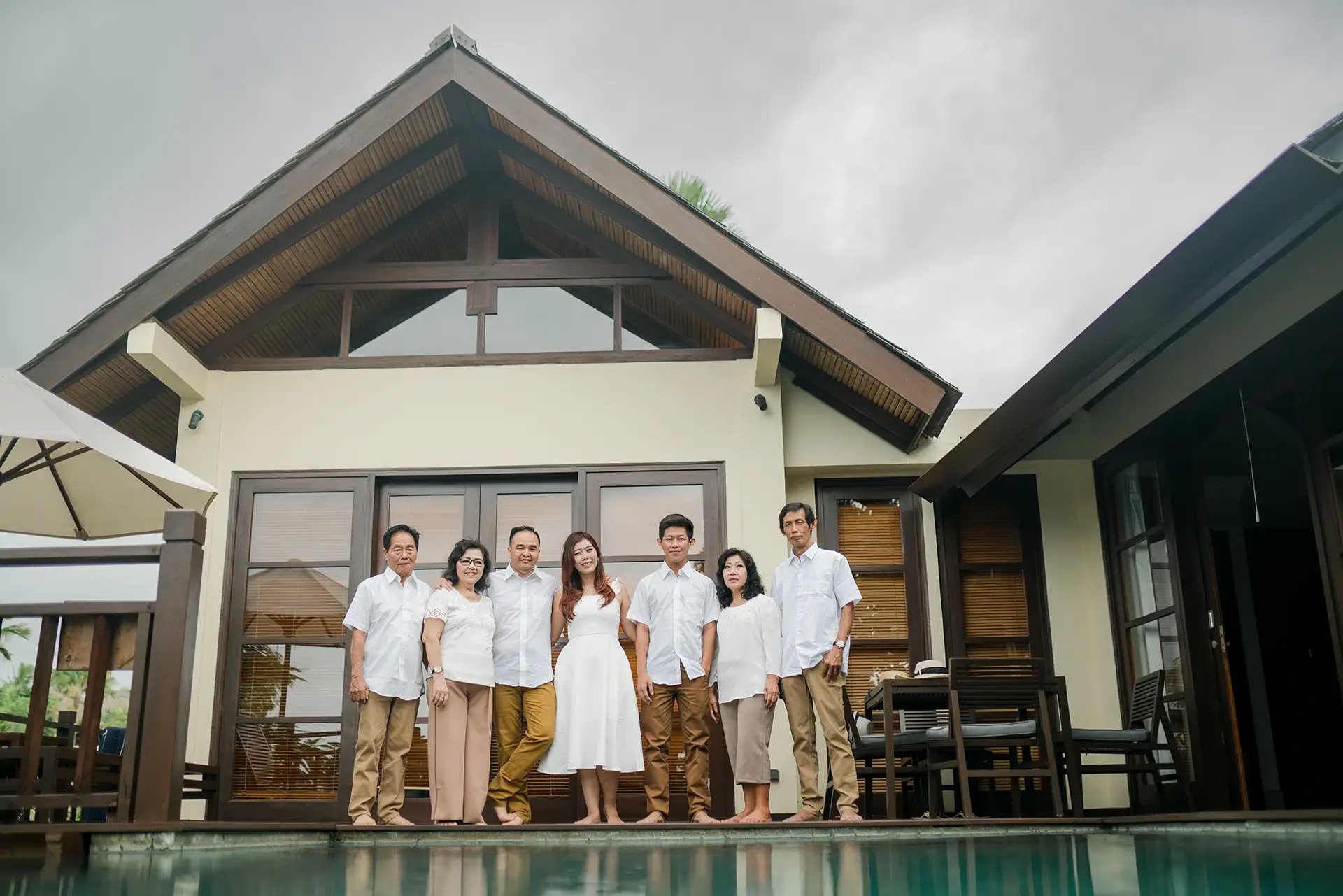 Selly family in front of the luxury villa at Karma Kandara Uluwatu Bali  